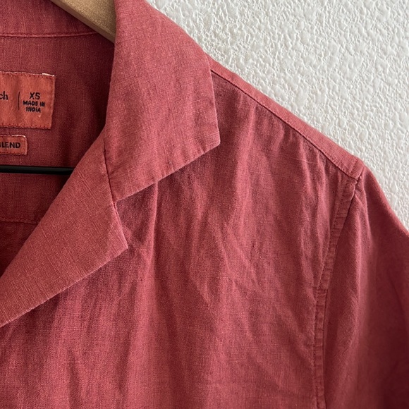 Abercrombie & Fitch Stretch Linen Blend Front Button Collar Shirt XS - Picture 3 of 7